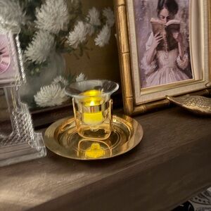 Elegant Gold Candle Holder with LED Candle